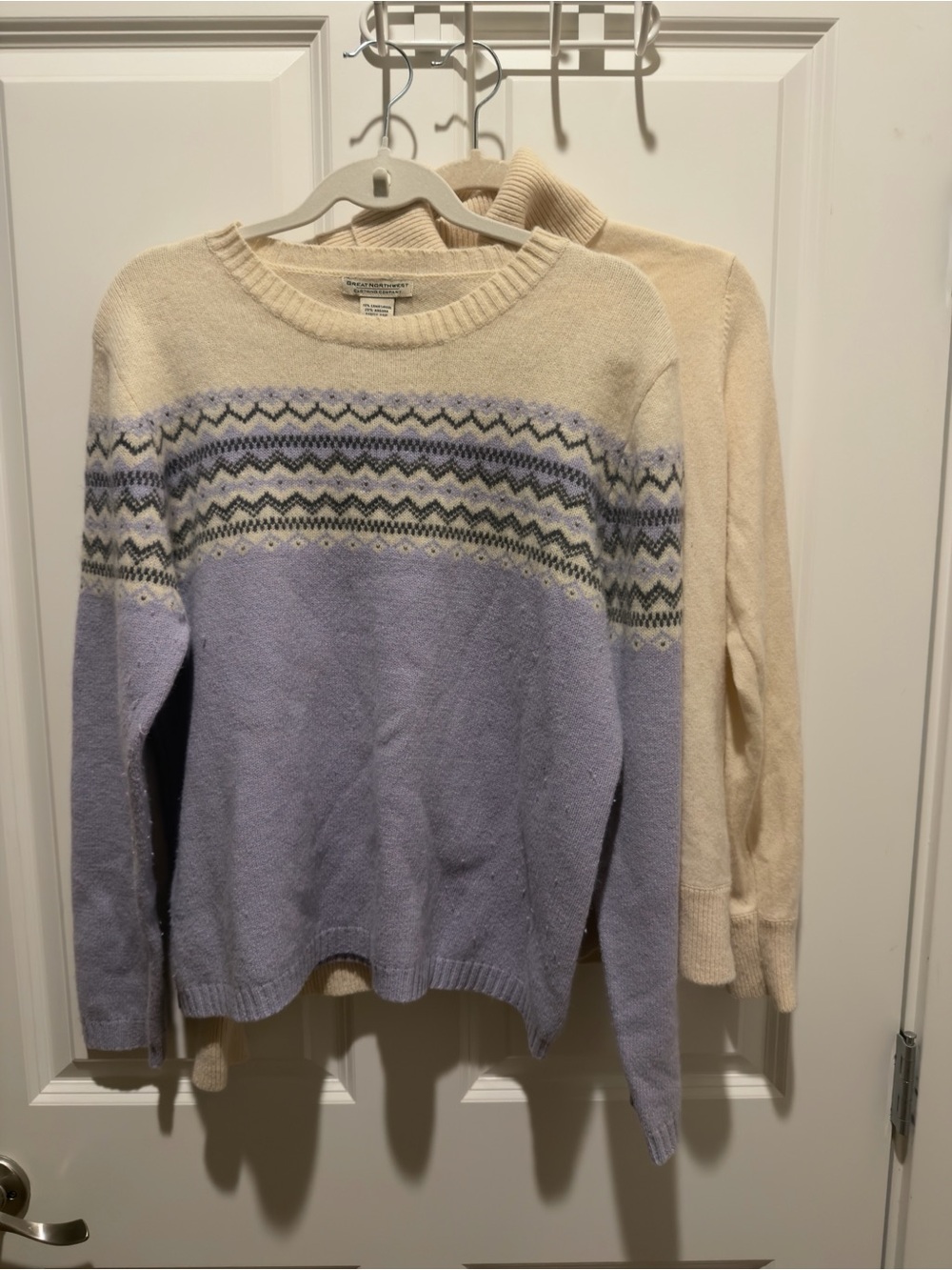 Great Northwest Clothing Company Lavender Cream Fair Isle Crewneck Sweater XL